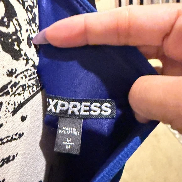 Express Royal Blue One-Shoulder Dress - Picture 3 of 3